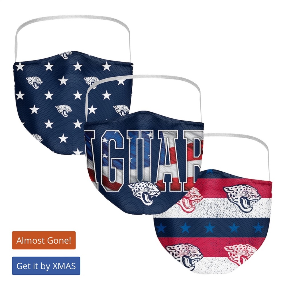 NWT NFL Jacksonville Jaguars Fanatics Adult Patriotic Face Covering 3-Pack